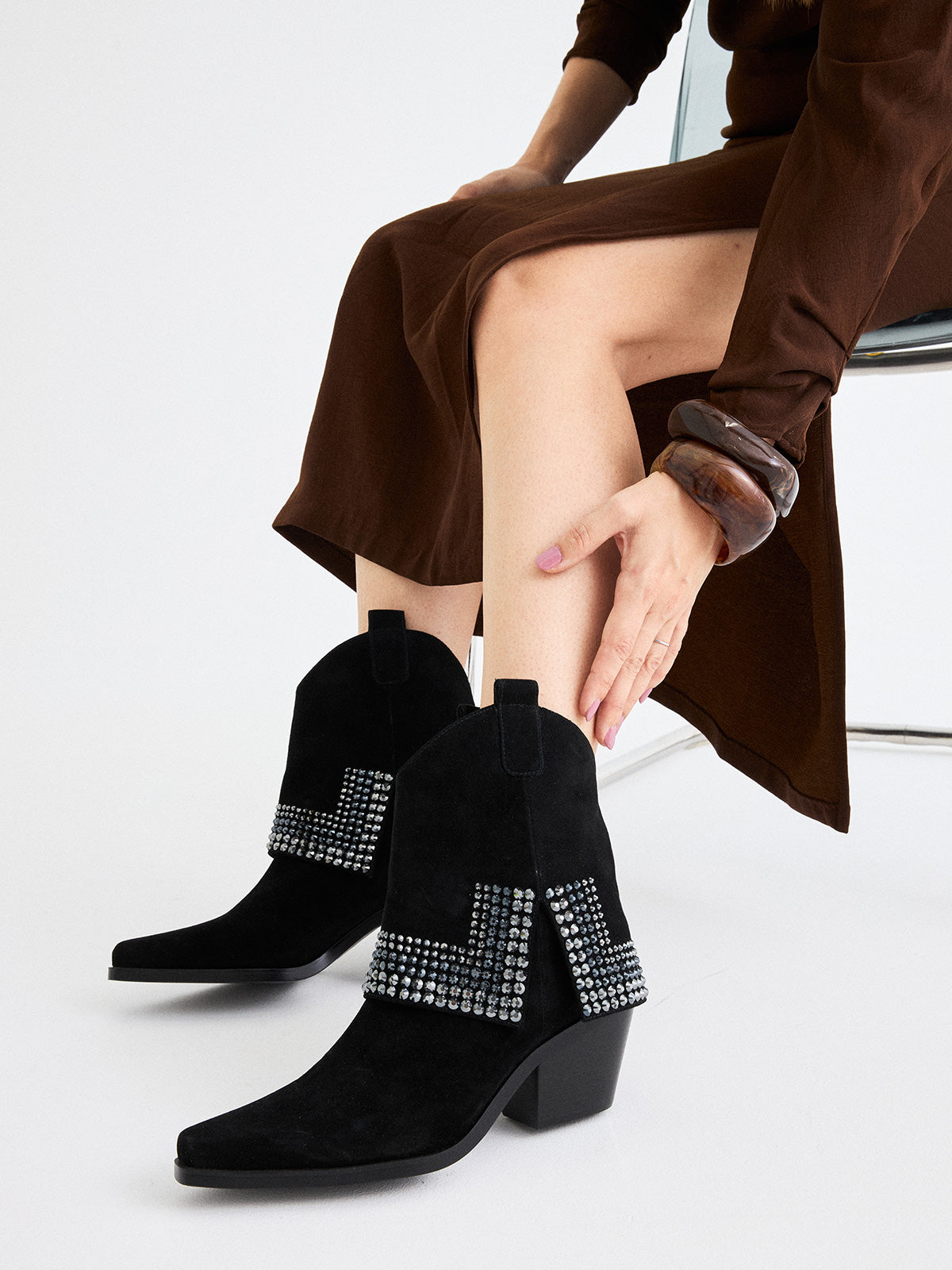 BOTTES DE COWBOY SANSE-2529 DAIM NOIR – BeFree