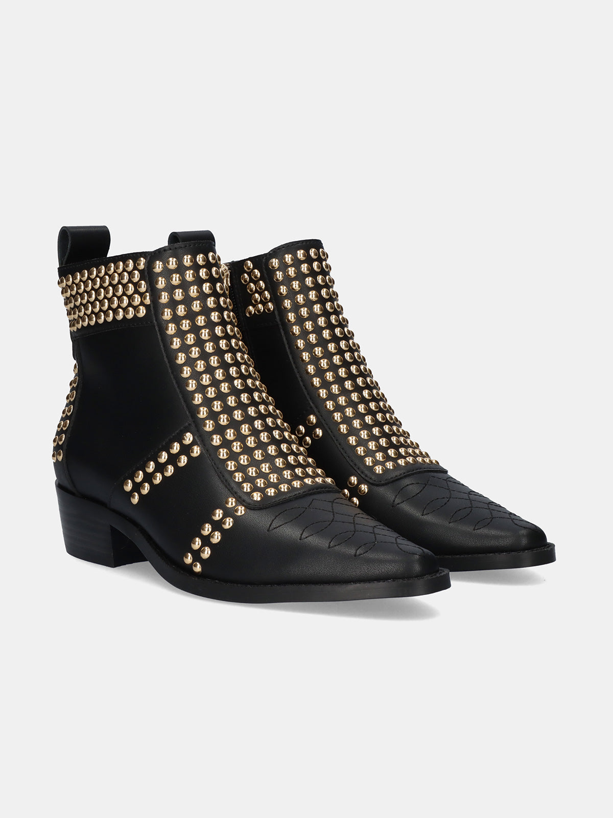 BEFREE BOTIN DE PIEL NEGRO MILAN-031 CON TACHAS DORADAS – BeFree
