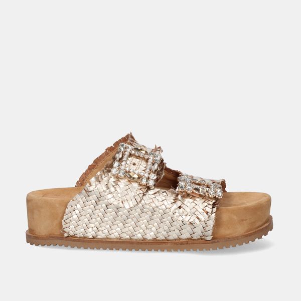 BEFREE PLATFORM SANDAL BIO STYLE MARY-212 PLATINUM LEATHER