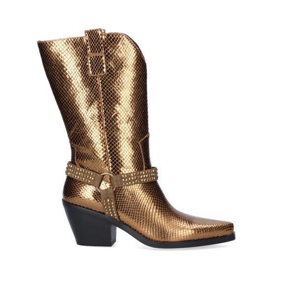 BOTA ESTILO COWBOY METALIZADO SANSE-2325 SNAKE GOLD