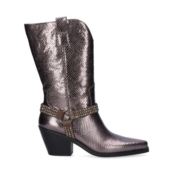 BOTA ESTILO COWBOY METALIZADO SANSE-2325 SNAKE PEWTER